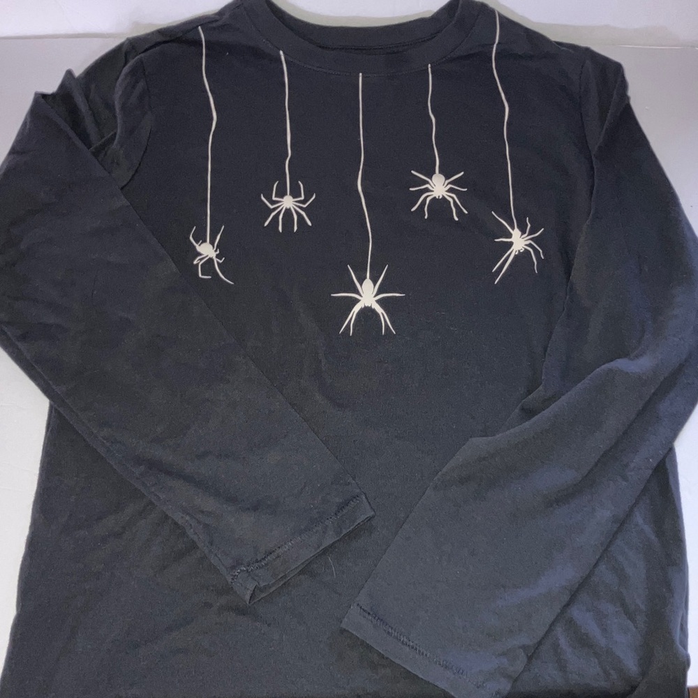 Cat & Jack Black Long Sleeve Tee with White Spider Design Size Large